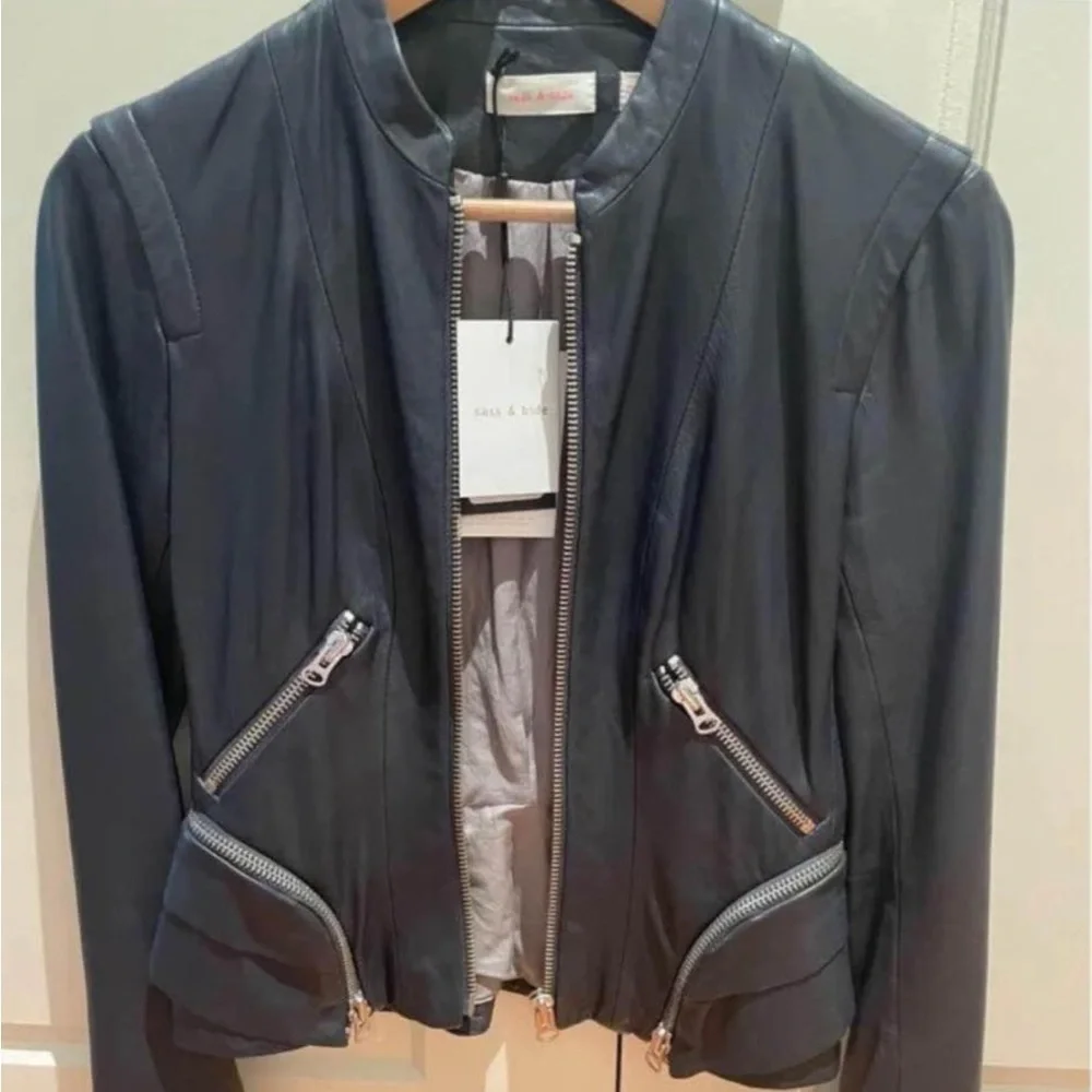 Rare Sass & Bide ink colour leather Jacket | size 8 - Picture 1 of 13